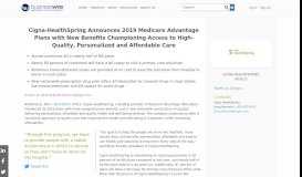 
							         Cigna-HealthSpring Announces 2019 Medicare Advantage Plans with ...								  
							    