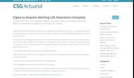 
							         Cigna to Acquire Sterling Life Insurance Company | CSG Actuarial								  
							    