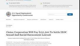
							         Cintas Corporation Will Pay $152,500 To Settle EEOC Sexual And ...								  
							    