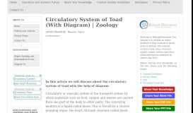 
							         Circulatory System of Toad (With Diagram) | Zoology								  
							    