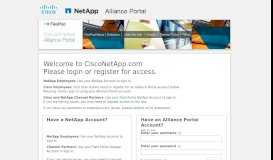 
							         Cisco and NetApp Alliance Portal								  
							    