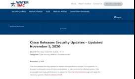 
							         Cisco Releases Security Updates – Updated May 15, 2019 | WaterISAC								  
							    