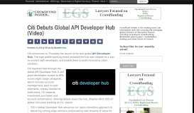 
							         Citi Debuts Global API Developer Hub (Video) | Crowdfund Insider								  
							    