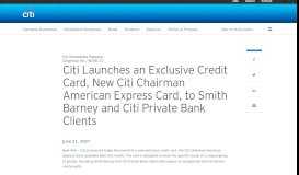 
							         Citi Launches an Exclusive Credit Card, New Citi Chairman ...								  
							    