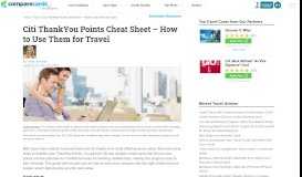 
							         Citi ThankYou Points Cheat Sheet - How to Use Them for Travel ...								  
							    