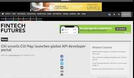 
							         Citi unveils Citi Pay; launches global API developer portal – FinTech ...								  
							    
