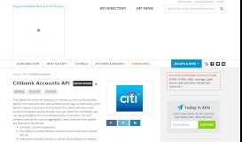 
							         Citibank Accounts API | ProgrammableWeb								  
							    