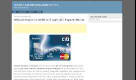 
							         Citibank Simplicity Credit Card Login | Bill Payment Online								  
							    