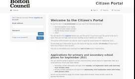 
							         Citizens Portal - Logon - Bolton Council								  
							    