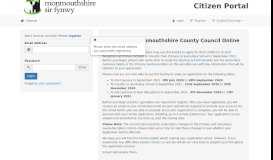 
							         Citizens Portal - Logon - Monmouthshire County Council								  
							    