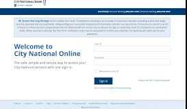 
							         City National Online - Login Page								  
							    