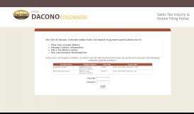 
							         City Of Dacono, Colorado - Sales Tax Inquiry & Online Filing Portal								  
							    