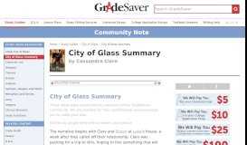 
							         City of Glass Summary | GradeSaver								  
							    