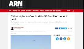 
							         Civica replaces Oracle kit in $6.3 million council deal - ARN								  
							    