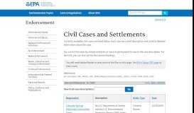 
							         Civil Cases and Settlements | Enforcement | US EPA								  
							    