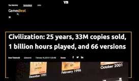 
							         Civilization: 25 years, 33M copies sold, 1 billion hours played, and 66 ...								  
							    