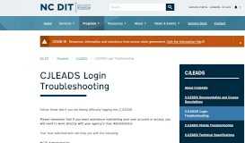 
							         CJLEADS Login Troubleshooting | NC Information Technology								  
							    
