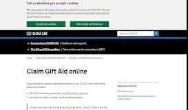 
							         Claim Gift Aid online - GOV.UK								  
							    