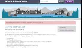 
							         Claiming Universal Credit - Perth & Kinross Council								  
							    