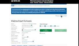 
							         Claires Court Schools - GOV.UK - Find and compare schools in England								  
							    