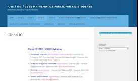 
							         Class 10 – ICSE / ISC / CBSE Mathematics Portal for K12 Students								  
							    