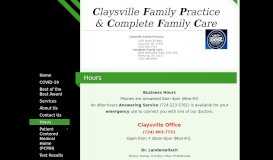 
							         Claysville Family Pratice - Hours - Claysville Family Practice								  
							    