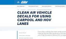 
							         Clean Air Vehicle Decals - High Occupancy Vehicle Lane Usage								  
							    