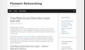 
							         ClearPass Guest Operator Login with AD - Flomain Networking								  
							    