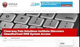 
							         Clearway Pain Solutions Institute Discovers Unauthorized EMR ...								  
							    
