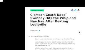 
							         Clemson Coach Dabo Swinney Hits the Whip and Nae Nae After ...								  
							    