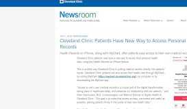 
							         Cleveland Clinic Patients Have New Way to Access Personal Health ...								  
							    