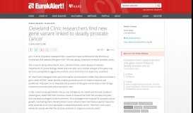 
							         Cleveland Clinic researchers find new gene variant linked to deadly ...								  
							    