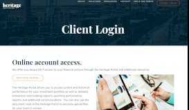 
							         Client Login and Financial Portal for Heritage Wealth Advisors Clients								  
							    