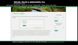 
							         Client Login - Taylor, Miles & Associates, PA								  
							    