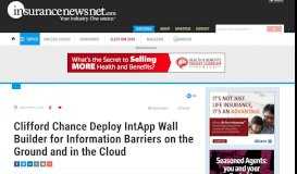 
							         Clifford Chance Deploy IntApp Wall Builder for Information Barriers on ...								  
							    