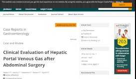 
							         Clinical Evaluation of Hepatic Portal Venous Gas after Abdominal ...								  
							    