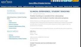 
							         Clinical Experience / Student Teaching - Kent State University								  
							    