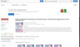 
							         Clinical Medical Assisting: A Professional, Field Smart Approach to ...								  
							    