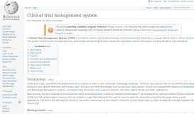 
							         Clinical trial management system - Wikipedia								  
							    