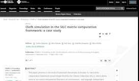 
							         Cloth simulation in the SILC matrix computation framework								  
							    