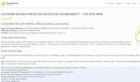 
							         CLOUD4WI SPLASH PORTAL Reflected XSS vulnerability - CVE ...								  
							    
