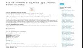 
							         Club Hill Apartments Bill Pay, Online Login, Customer Support ...								  
							    