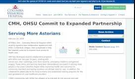 
							         CMH, OHSU Commit to Expanded Partnership - Columbia Memorial ...								  
							    