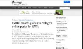 
							         CMTBC creates guides to college's online portal for RMTs | Massage ...								  
							    