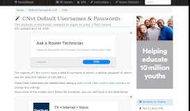 
							         CNet Default Usernames and Passwords (updated January ...								  
							    