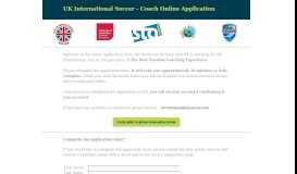 
							         Coach Online Application - UK International Soccer								  
							    
