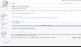 
							         Coal City University - Wikipedia								  
							    