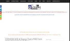 
							         COEIKERE NCE & Degree Post UTME Form 2018/2019 Out | Apply ...								  
							    