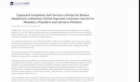 
							         Cognizant Completes Self-Service e-Portal for Molina Healthcare; e ...								  
							    