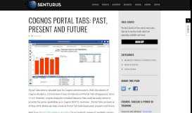 
							         Cognos Portal Tabs: Past, Present and Future - Senturus								  
							    